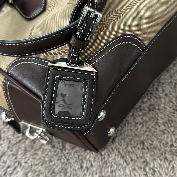 Authentic Prada Tan and Brown Shoulder Bag Vintage - Picture 4 of 14